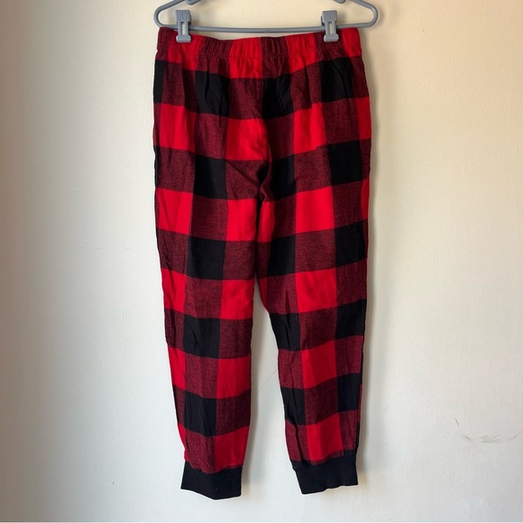 Old Navy Women’s Pajama Pants M Red Black Buffalo Plaid Flannel Sleep Lounge - Picture 4 of 8